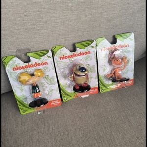 Nickelodeon 3 Mini Figurines Hey Arnold Ren Stimpy Nickelodeon New